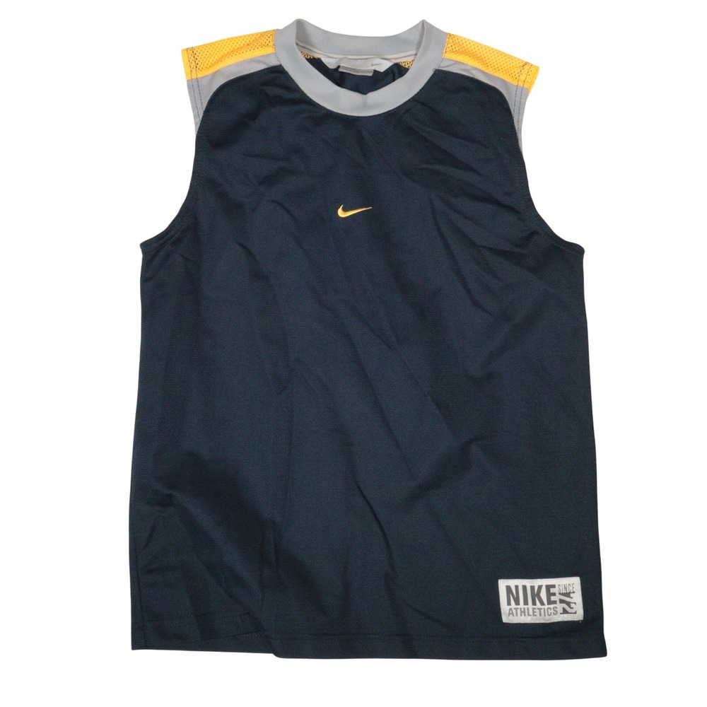 Vintage Nike Tank Top Mesh Panel Athletic Performance Gray Tag Blue Kids L